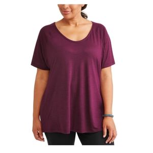 Terra & Sky Scoop Neck Tee plus 2X (20W- 22W) Purple Oxford color